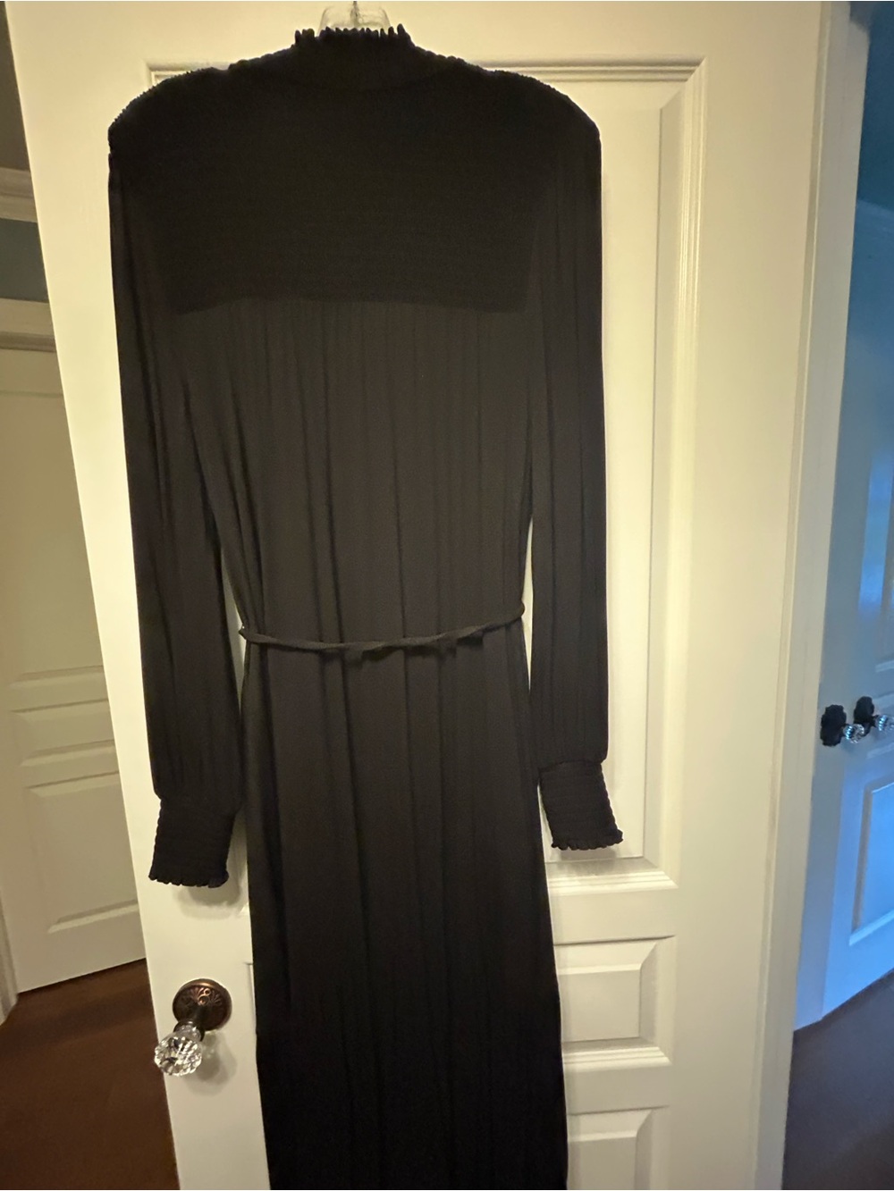 Boden Black Long-Sleeve Smocked-Neck Midi Dress - Picture 2 of 5
